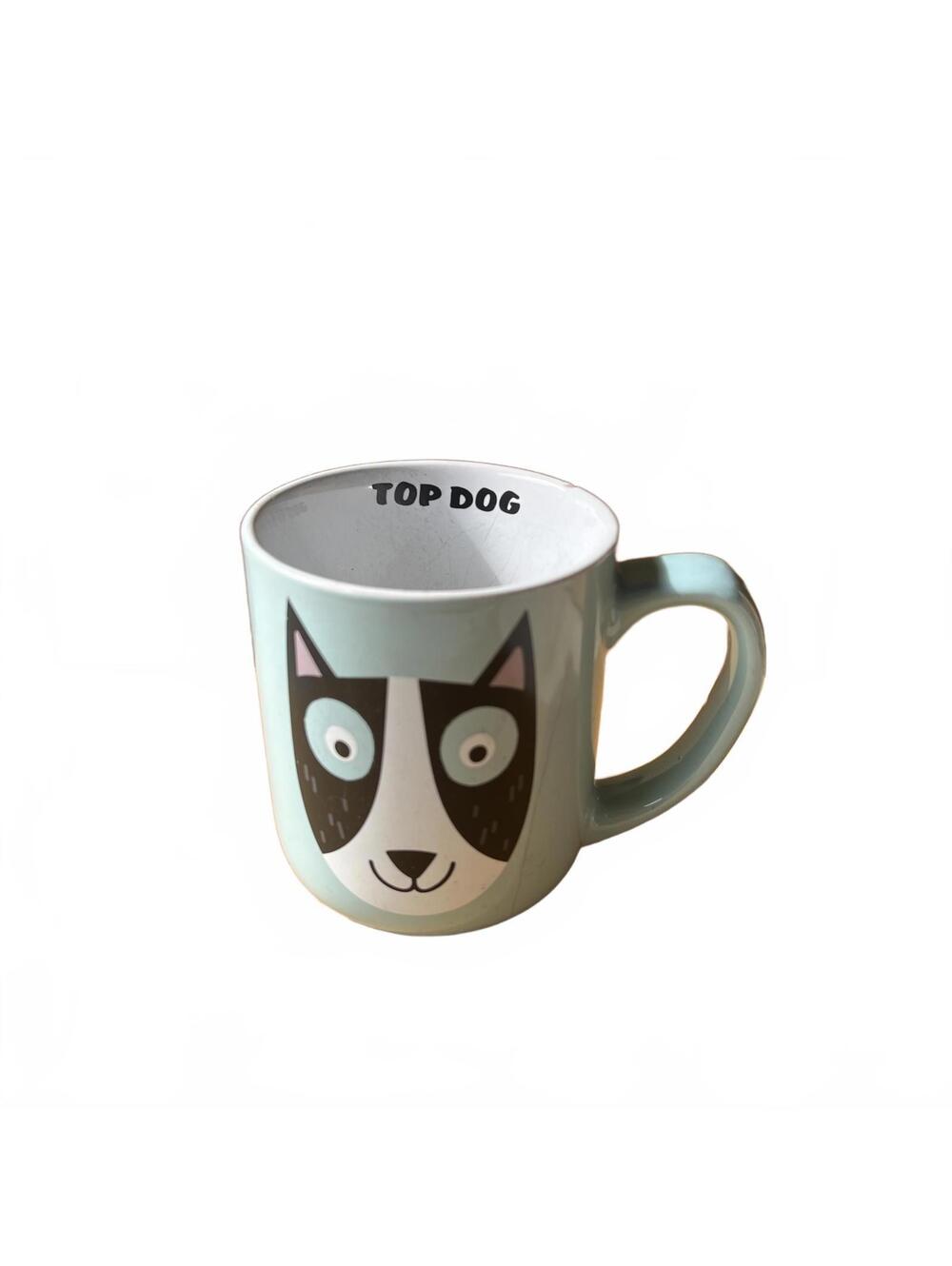 Cute 'Top Dog' Ceramic Coffee Mug with Dog Face Design